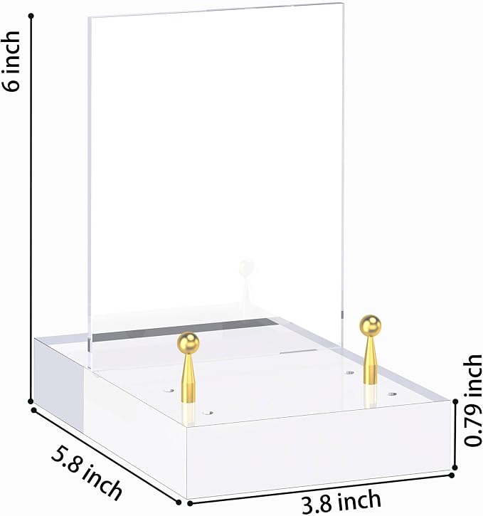SVENJBB Acrylic Easel Display Stand with Adjustable Gold-Toned Pegs – Crystal Clear Acrylic with Floating Appearance, Ideal for Photos, Cookbooks, Invitations, and Plates, 2Pack