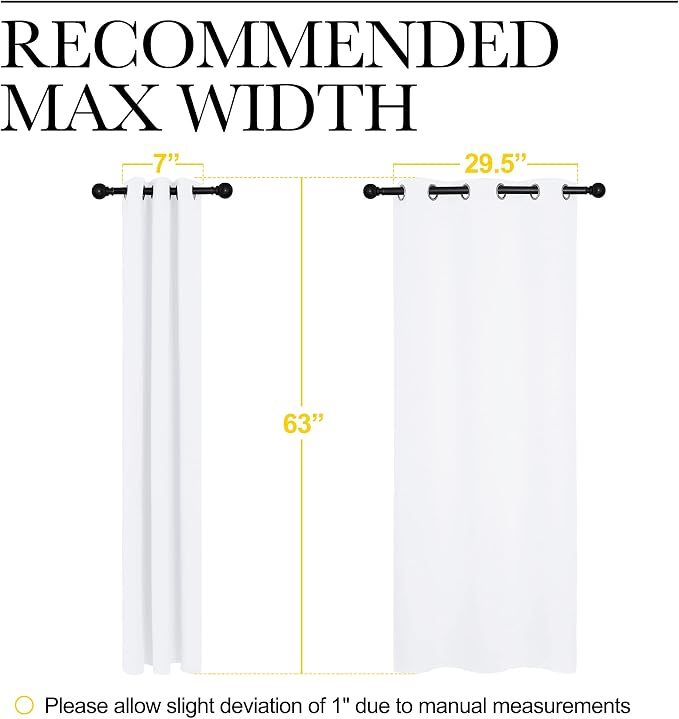 NICETOWN Draperies Curtains Panels, Blocking Out 50% Sunlight Window Treatment Curtains, Grommet Small Window Drapes for Bedroom (2 Panels, 34 by 63, Pure White)
