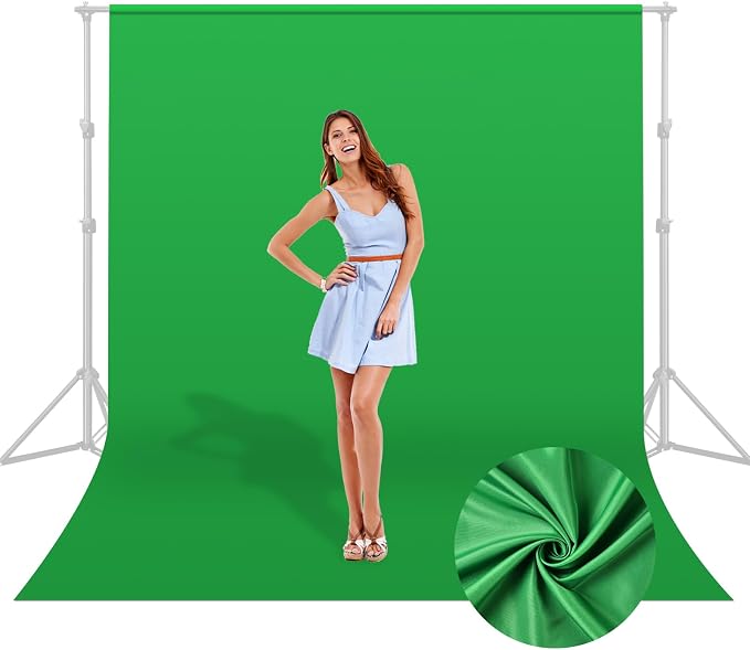UTEBIT 5x6.5ft Green Screen Backdrop, Photography Backdrop Chroma Key Small Greenscreen Sheet Background for Streaming, Zoom Meeting, PS Keying, Video Creation, Studio Portrait Shoots (Backdrop Only)