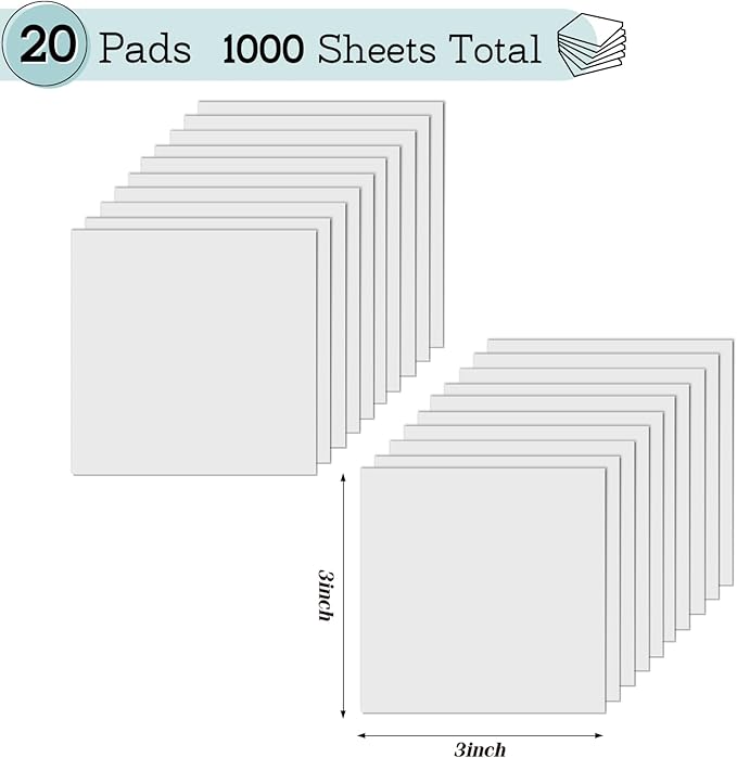 [1000 Sheets] Transparent Sticky Notes, 3x3 inch Clear Sticky Notes, Self-Adhesive Waterproof Translucent Sticky Notes for Annotation College School and Office Supplies