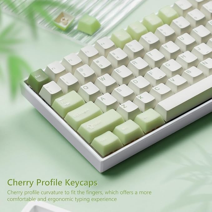 Womier Matcha Green Keycaps PBT, Jelly Keycaps 60 75 100 Percent, Translucent Jade Key caps Custom 127 Keys, Cherry Profile for 61/68/84/87/98/100 Cherry Gateron MX Mechanical Gaming Keyboards