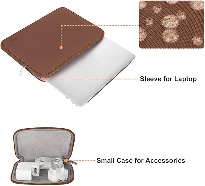 MOSISO Laptop Case 15 inch, 15 inch Laptop Sleeve Bag Compatible with MacBook Air M5 A3448 M4 A3241 M3 A3114 M2 A2941 2026-2023, Dell XPS, Neoprene Computer Sleeve Bag with Small Case, Caramel Brown
