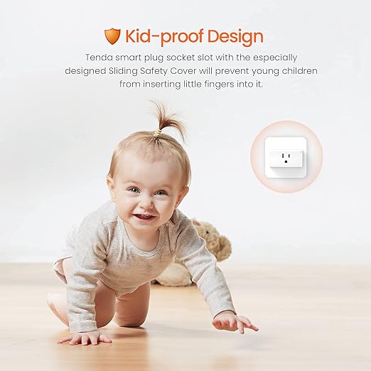 TENDA SP6 Smart Plug WiFi Outlet Switch, Works with Alexa & Google Assistant for Voice Control, Remote Control via App, Timer & Schedule Function, 15A Easy Install, Compact Design, FCC ETL Certified