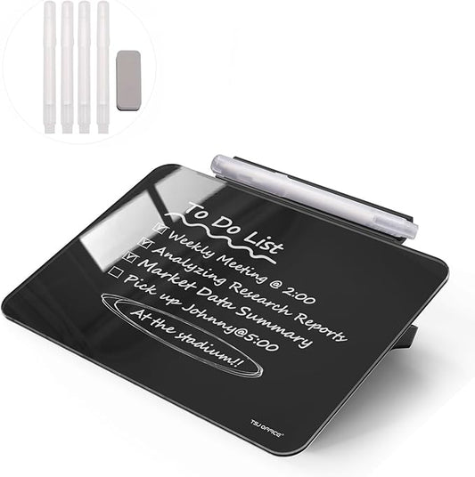 Small Desktop Glass Dry-Erase Whiteboard - 8 X 6 Inches Tabletop Easel Whiteboard with Stand, Desk Board Buddy for Artist, Teacher and Student