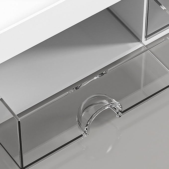 POCREATION Office Desk Organizer Desktop Storage Box Multifunctional Drawers with Transparent Design for Stationery Calculator Sticky Notes (White)