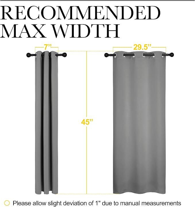 NICETOWN Silver Grey Blackout Curtain Panels for Bedroom, Thermal Insulated Grommet Top Blackout Draperies and Drapes for Basement (2 Panels, W34 x L45-inch)