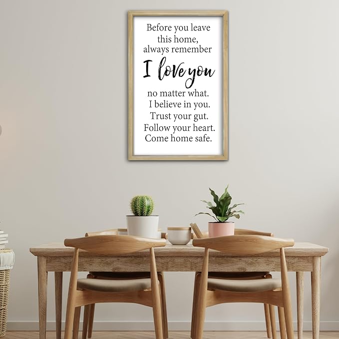 RLWangChao Before You Leave This Home Wall Decor Art 24"X16" I Love You Sign Inspirational Quotes Family Entryway Wood Framed Wall Hanging (Wood)