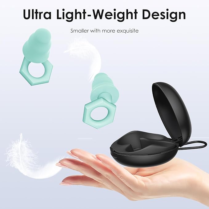 Ear Plugs for Sleeping Noise Cancelling,30-35dB NRR Silicone Earplugs with 5 Ear Tips in S/M/L,Ear Plugs for Noise Reduction for Sleep,Hearing Protection,Noise Sensitivity