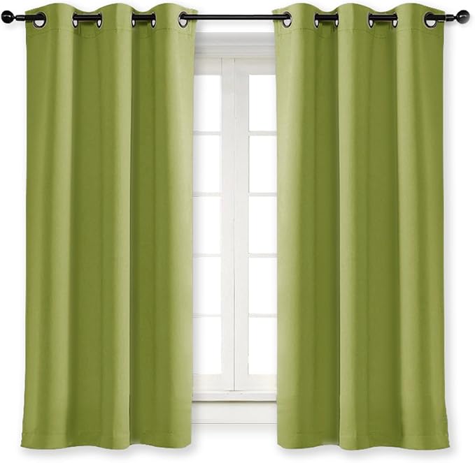 NICETOWN Green Curtain for Nursery 1 Panel, W42 x L63 in, Noise Reducing Window Decoration Room Darkening Drape for Kid's Room, Fresh Green