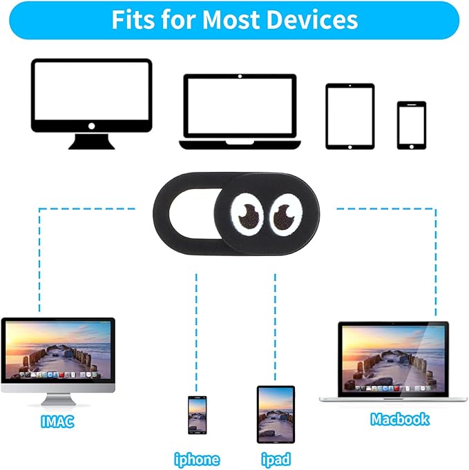 Amabro 8PCS Webcam Cover Slide, Thin Phone Camera Cover Laptop Computer Camera Cover Slide Blocker Slider Lens Cover Protector Protect Privacy Security Fits Desktop PC Tablet Pad(Eye)