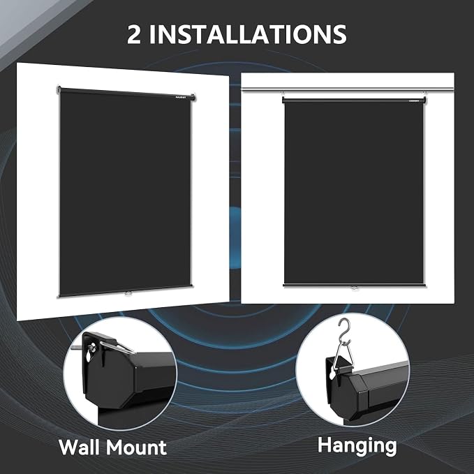 RAUBAY Retractable Pull Down Black Screen Backdrop - 59.8" x 86.6" Collapsible Wall-Mount Background for Professional Video Production, Photography, TikTok and Video Conferencing