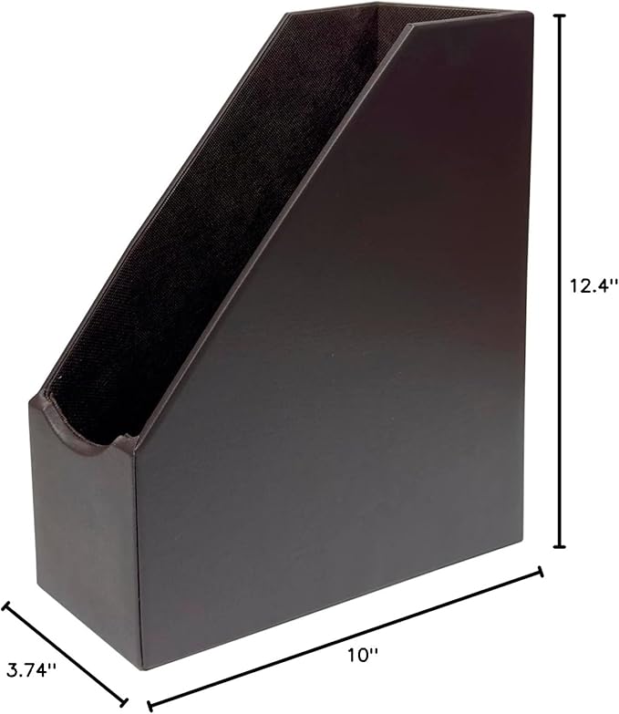 UnionBasic Magazine File Holder, Leatherette Desktop Document Organizer, Home Office Paper Holder File Storage Literature Sorter, Coffee
