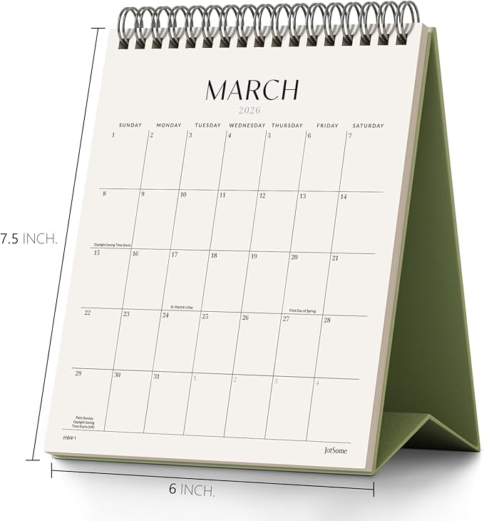 Jotsome Desk Calendar 2026-2027, Small Standing Flip Desktop Calendar From Now to June 2027 for Home and Office, Easy Organizing, Gift for the Holidays (Green, Small)