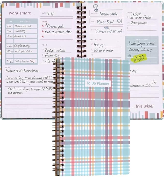 Oxford To Do Planner; Undated Daily Planner for School/Work & Life; Hardcover Spiral Notebook; Goal Setting & Planning; 180 Pages, 5.5” x 8.5” (90992)