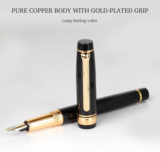 Premium Fountain Pen - Smooth Writing,Luxury Pen Set Gorgeous 24K Gold Accents,Travel Refillable Writing Pen Gift Set,Executive,Office, Elegant,Fancy, Nice Pens (Fountain Pen)
