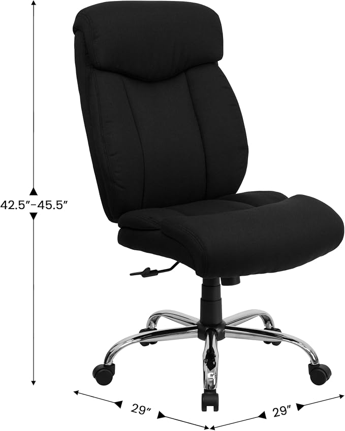 Flash Furniture HERCULES Series Big & Tall 400 lb. Rated Black Fabric Executive Ergonomic Office Chair and Chrome Base