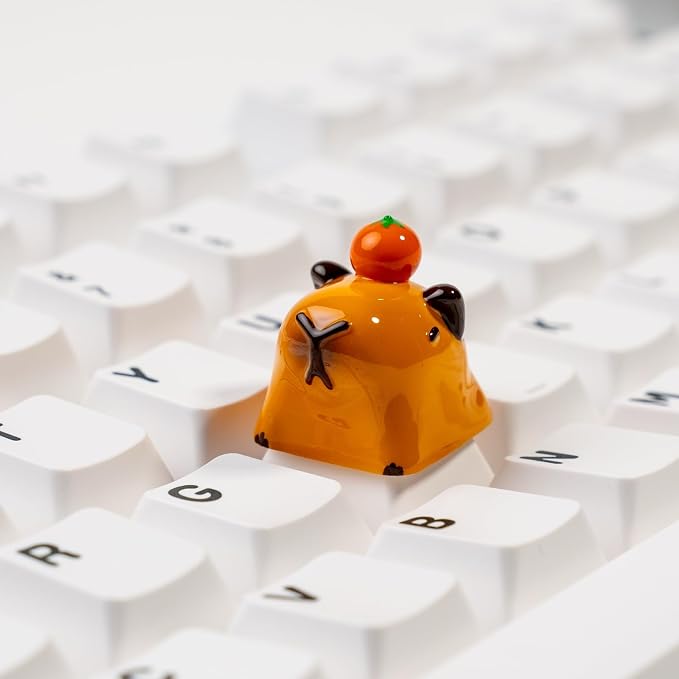 Artisan Capybara Keycap, 1U Handmade Resin, MX Switch Compatible for Mechanical Keyboards, Chill Animal Design