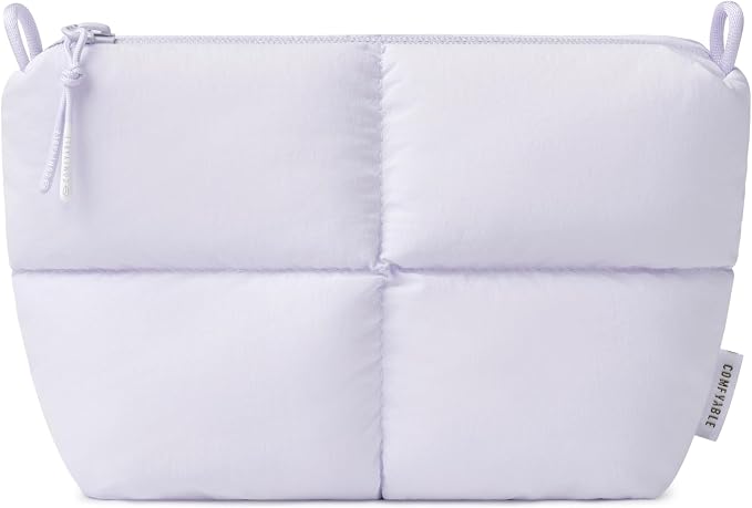 Comfyable Puffy Electronics Organizer Travel Case, Cute Tech Pouch for Women Men, Cable Storage Bag for Charger, Phone, Power Bank, Cord, Compact Tech Accessories Pouch, Lavender