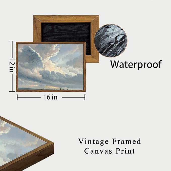 OIQArtOIQ Vintage Landscape Canvas Wall Art Framed Natural Scenery Painting Artwork Prints France Country Wilderness Farmhouse Decor Pictures Kitchen Bedroom Living Room Bathroom