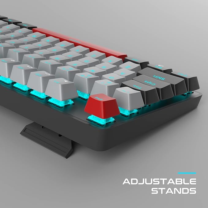 MageGee Mechanical Gaming Keyboard, 104 Keys Blue Backlit Keyboards with Brown Switches & Double-Shot Keycaps, USB Wired Mechanical Computer Keyboard for Laptop, Desktop, PC Gamers (Black & Gray)
