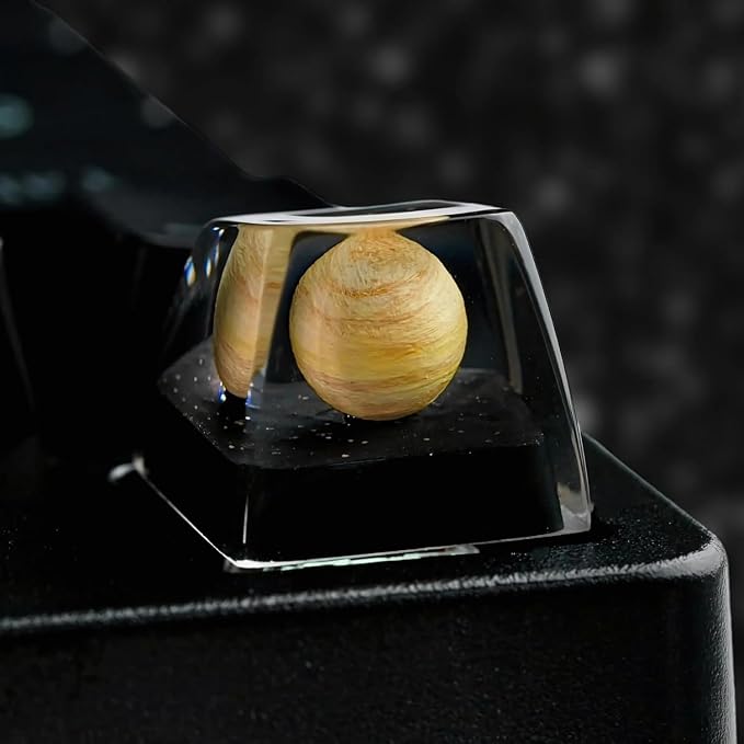 Jupiter Planet Artisan Keycap Solar System - 1U ESC, R1 SA Profile Custom Handmade Resin Cherry MX Switch Key Cap Mechanical Keyboard, Cool Tech Gifts for Men, Dad, Father, Gamer, Space Lover