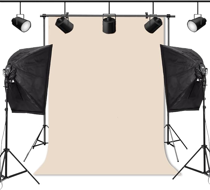 Beige Backdrop Background for Photography Photo Booth Backdrop for Photoshoot Background Screen Video Recording Parties Curtain 6x9FT