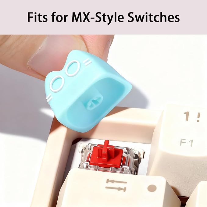 Artisan Keycaps, Cute Cat Custom Key Caps for MX Mechanical Keyboard, Resin Handmade 1U Replacement for Esc Arrow Keys (Green cat)