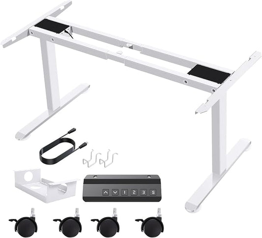 Dual Motor Electric Standing Desk Frame,Compatible Desktop Size 48″-78″ and 264 lbs Weight Capacity,Memory Controller Height Adjustable Frame,White Frame Only