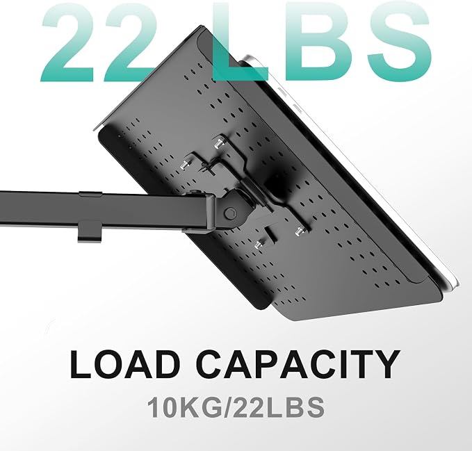 WALI Dual Arm Laptop and Monitor Desk Mount for 17" Notebook and Up to 27" Screen, Fully Adjustable Monitor Arm with Laptop Tray, VESA 75x75 100x100, Holds up to 22 lbs, Black (M001LP)