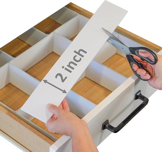 The world’s most customizable drawer organizer. | Adjustable drawer dividers for any size drawer. Custom DIY grid organizer for kitchen, bathroom, desk, and more. 8 PACK