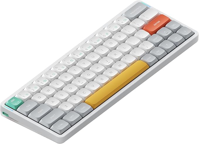 nuphy Air60 V2 Portable Wireless Keyboard 60% Low Profile Mechanical Keyboard Support QMK/VIA Compatible with Windows/mac OS/Linux Supports Bluetooth 5.1/2.4GHz/USB-C White - Gateron Blue Switch