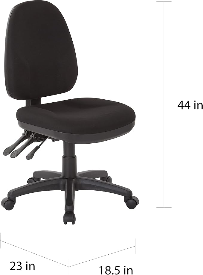 Office Star Ergonomic Dual Function Office Task Chair with Adjustable Padded Back and Built-in Lumbar Support, Armless, Diamond Wine Fabric