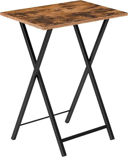 HOOBRO Folding TV Table, TV Tray, Stable Snack Table for Small Space, Portable Sofaside Desk, Easy Assembly and Storage, Ideal for Snacks and Meals in Living Room, Rustic Brown and Black BF15BZ01