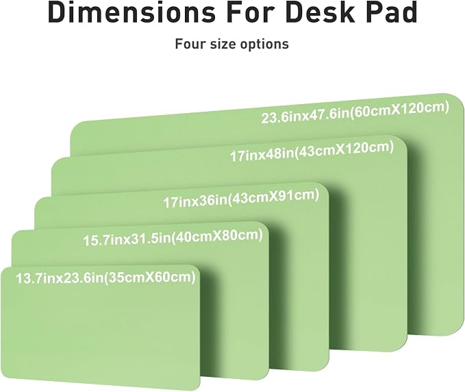 Aothia Faux Leather Desk Mat – Large Mouse Pad, Non-Slip PU Leather Blotter, Waterproof Writing Surface for Office and Home (Foam Green, 47.2" x 23.6")