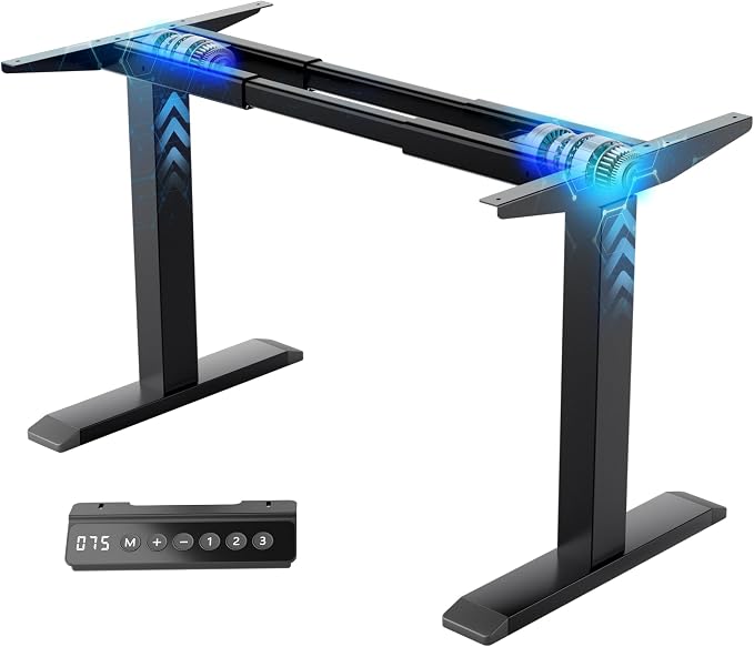 Dual Motor Electric Standing Desk Frame - 300 lbs Heavy Duty, 3 Memory Height Presets - Sit Stand Desk Frame, Computer Height Adjustable Desk Legs & Base for 43.3"-63" Desktop, Black Frame Only