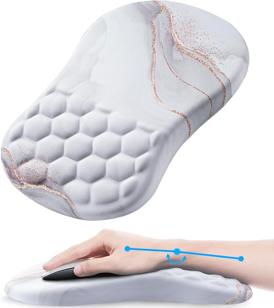 Ergonomic Mouse Pad Wrist Rest, 15° Memory Foam, Non-Slip PU Base | Mouse Pad15° Ergonomic Tilt, 100% Memory Foam, Smooth Lycra Surface, for Office & Gaming, Pain Relief Wrist Support White