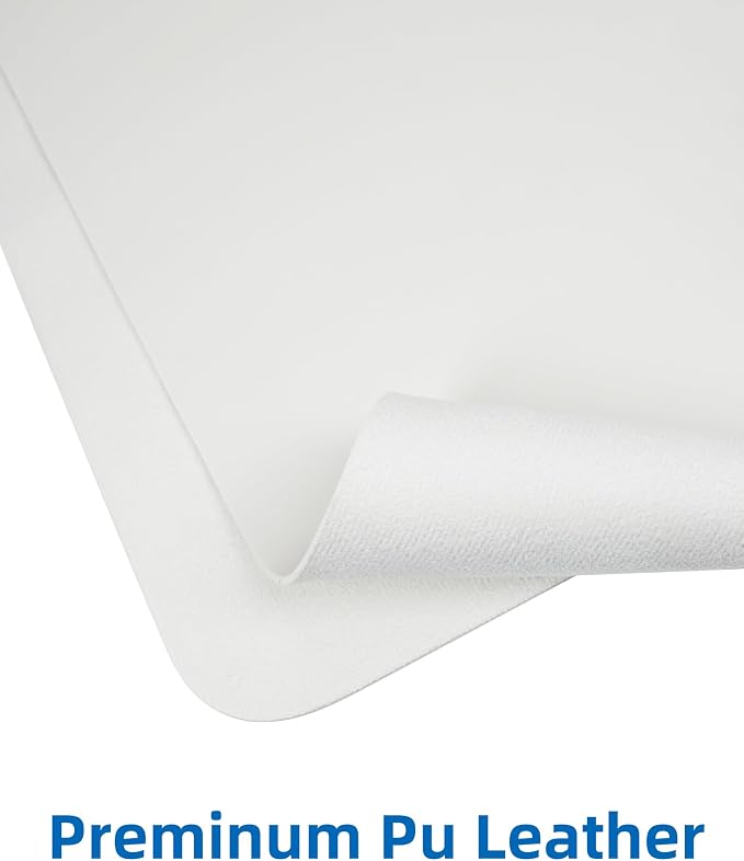 AFIING Leather Desk Pad Protector,48"" x 23""Large desk mat,Office Desk Mat, Non-Slip PU Leather Desk Blotter,Mouse pad,Waterproof Keyboard mat for Office/Home/Decor (Ivory white)