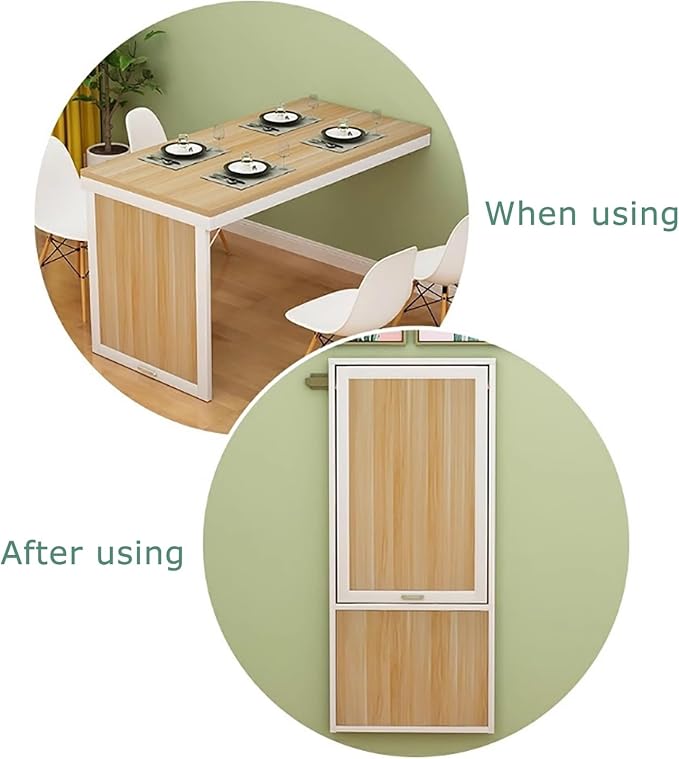 Wall-Mounted Folding Dining Table & Floating Desk - Space-Saving Modern Home Office & Dining Room Furniture - Multi-Function White Computer Desk (100x40cm)