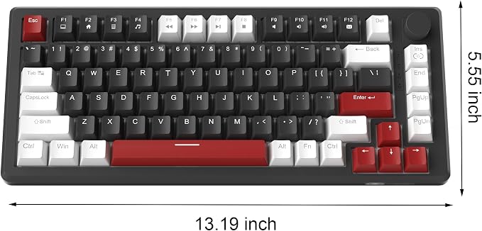 MageGee 75% Mechanical Gaming Keyboard, Compact Blue Backlit Wired Gaming Keyboards with Yellow Switches, EVA Foam, Knob Control, STAR75 Portable NKRO PC Gaming Keyboard - White & Black