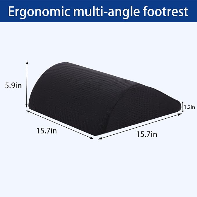 Foot Rest for Under Desk at Work, Ergonomic Under Desk Footrest with Washable Cover for Office, Home & Gaming Leg Elevation Pillow Black