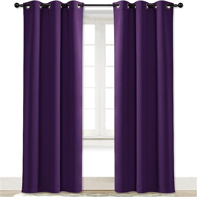 NICETOWN Curtain Blackout Drape Panel, Single Panel, 34 x 84 inch, Royal Purple, 3 Pass Microfiber Noise Reducing Thermal Insulated Window Drapery with Grommet