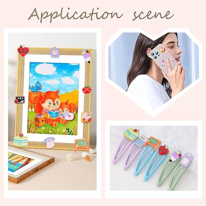 SUNNYCLUE 1 Box 32Pcs Teacher Charms Flatback School Resin Cabochons Best Teacher Student Red Apple Cabochon Pencil Notebook Heart Flatbacks for Jewelry Making Scrapbooking Embellishments Hair Clips
