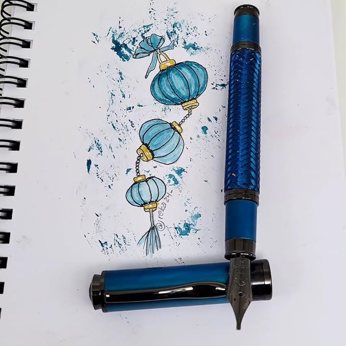 Monteverde Innova Formula M Fountain Pen, Blue - Broad Nib, Premium PVD Coated Pen, Refillable, JoWo Stainless Steel Nib, Luxury Gift Box