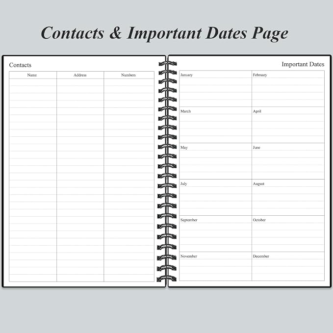 Daily Planner Undated - B5 To Do List Notebook Hourly Schedules, Spiral Appointment Planner for Women and Men, PVC Hardcover, Inner Pocket, Elastic Closure, 7" x 10", Black