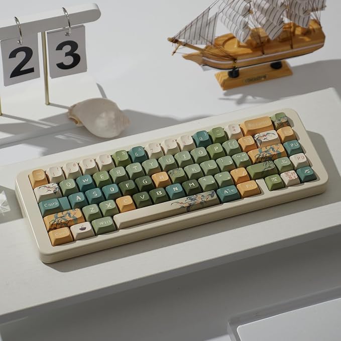 Sumgsn 156 Keys PBT Custom Keycaps URE Profile Dye Sub Keycap Set Fit for 60% 65% 75% 95% Cherry Mx Switches Mechanical Keyboard