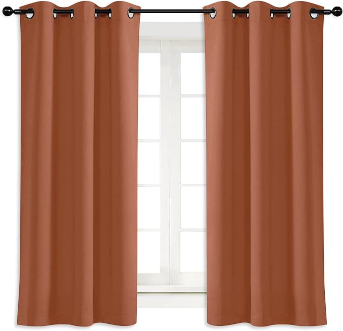NICETOWN Burnt Orange Blackout Window Curtain for Kitchen Noise Reducing Solid Grommet Window Treatment Drapery/Drape for Decor (1 Panel, 42 by 63 inches)