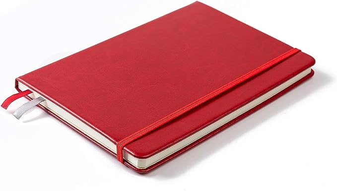 Guissi Classic Dotted Grid Bullet Notebook Journal Dot Hard Cover A5 Premium 80gsm Thick Acid-Free Paper with Fine Inner Pocket Faux Leather Office School Supplies 144 Pages Designed in Florence