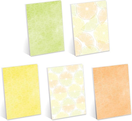Citrus Vibes Note Assortment / 4" x 6" Tropical Repositionable Sticky Notes/Set of 5 Colorful Fruit Themed Pads/Made in The USA
