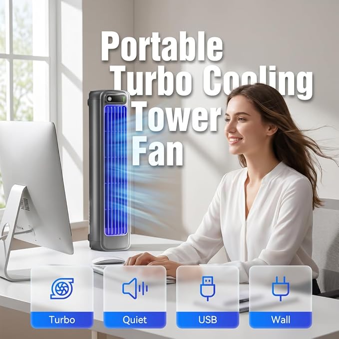 Portable Air Conditioner Cooling Fan Quiet with 3 Speeds, 2026 Upgraded Wall Mounted Fan, Portable Usb Desk Fan, Quiet Small Room Fan for Home Room (Grey)