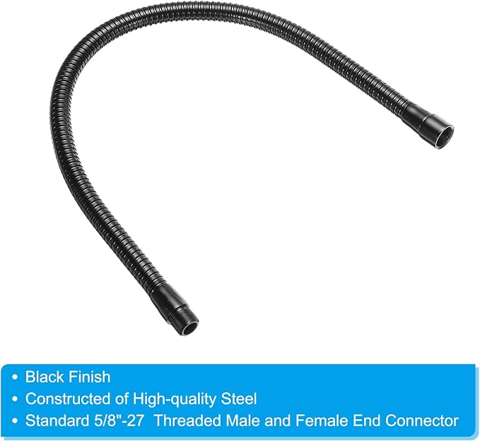 PATIKIL 22" Microphone Gooseneck, 1Pcs 5/8"-27 Thread Metal Universal Hose Flexible Arm Gooseneck Tube Extension for Multifunction DIY, Black